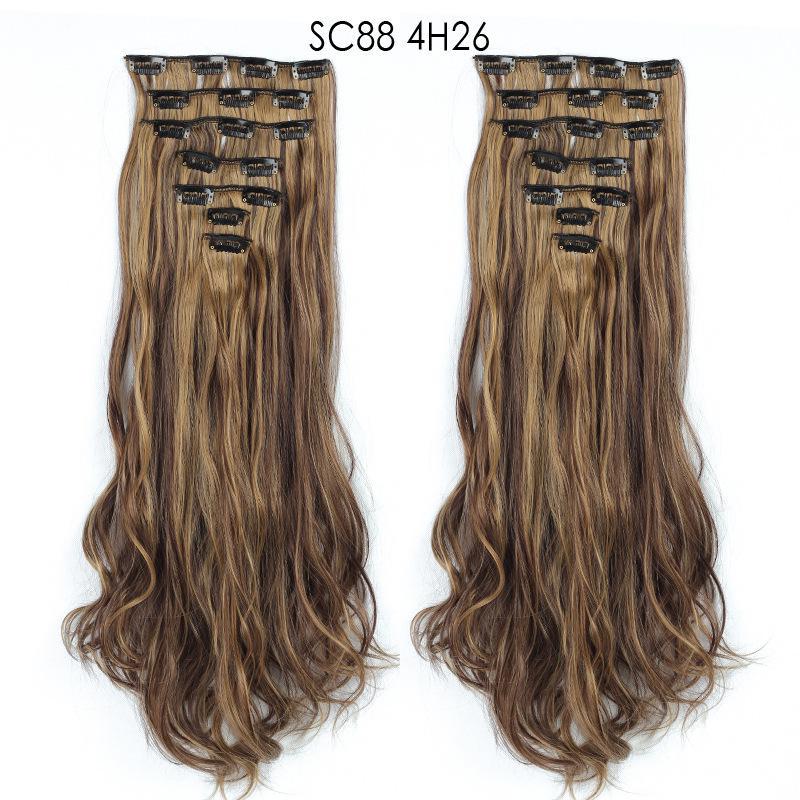 22 '' Синтетические длинные волосы для наращивания волос, 7 шт. / Компл., 16 зажимов, зажимы для наращивания волос из высокотемпературного волокна