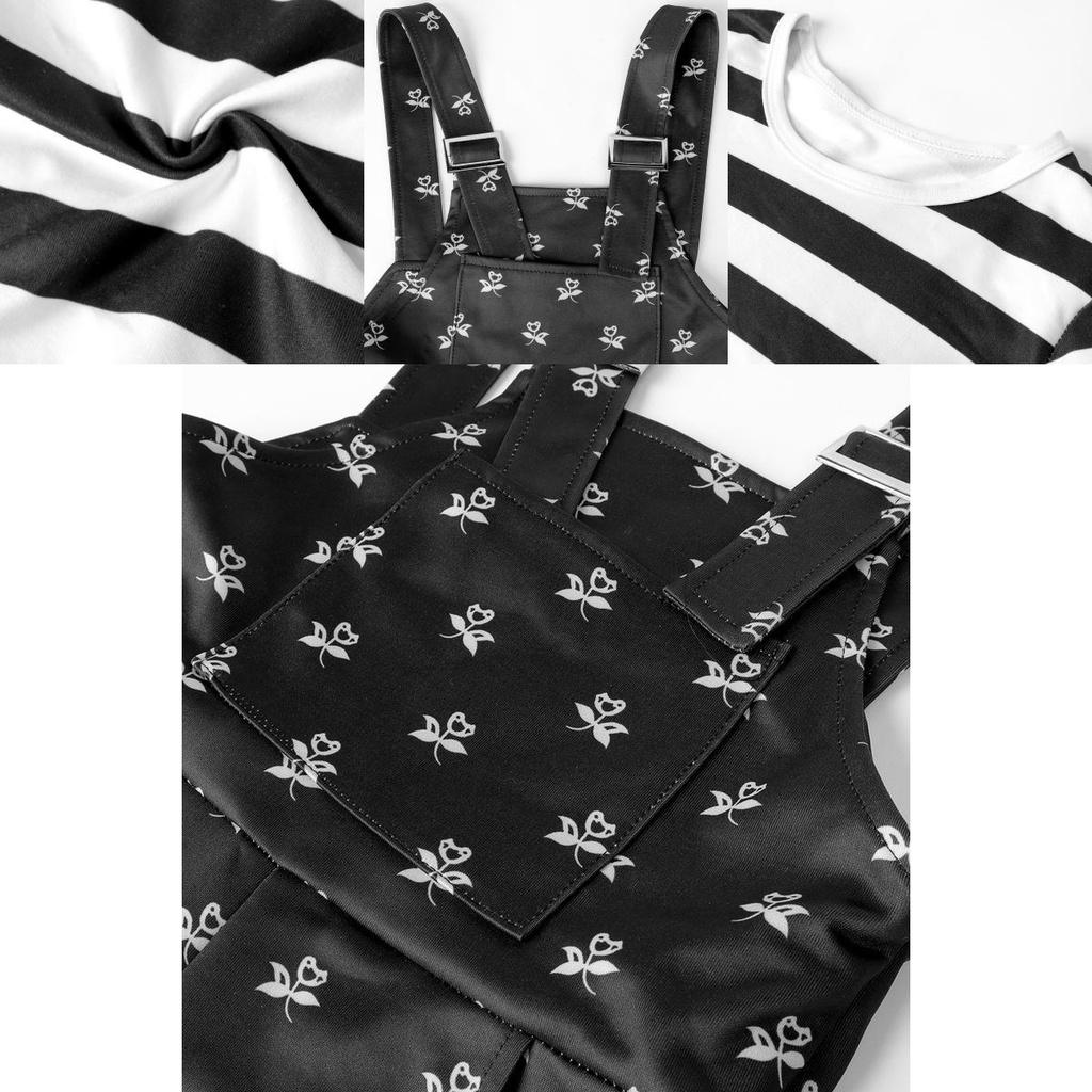 Wednesday Addams Cosplay Costume For Boys Girls Kids Overalls Halloween Xmas Party