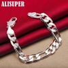 925 Sterling Silver 12mm Side Chain Bracelet Jewelry