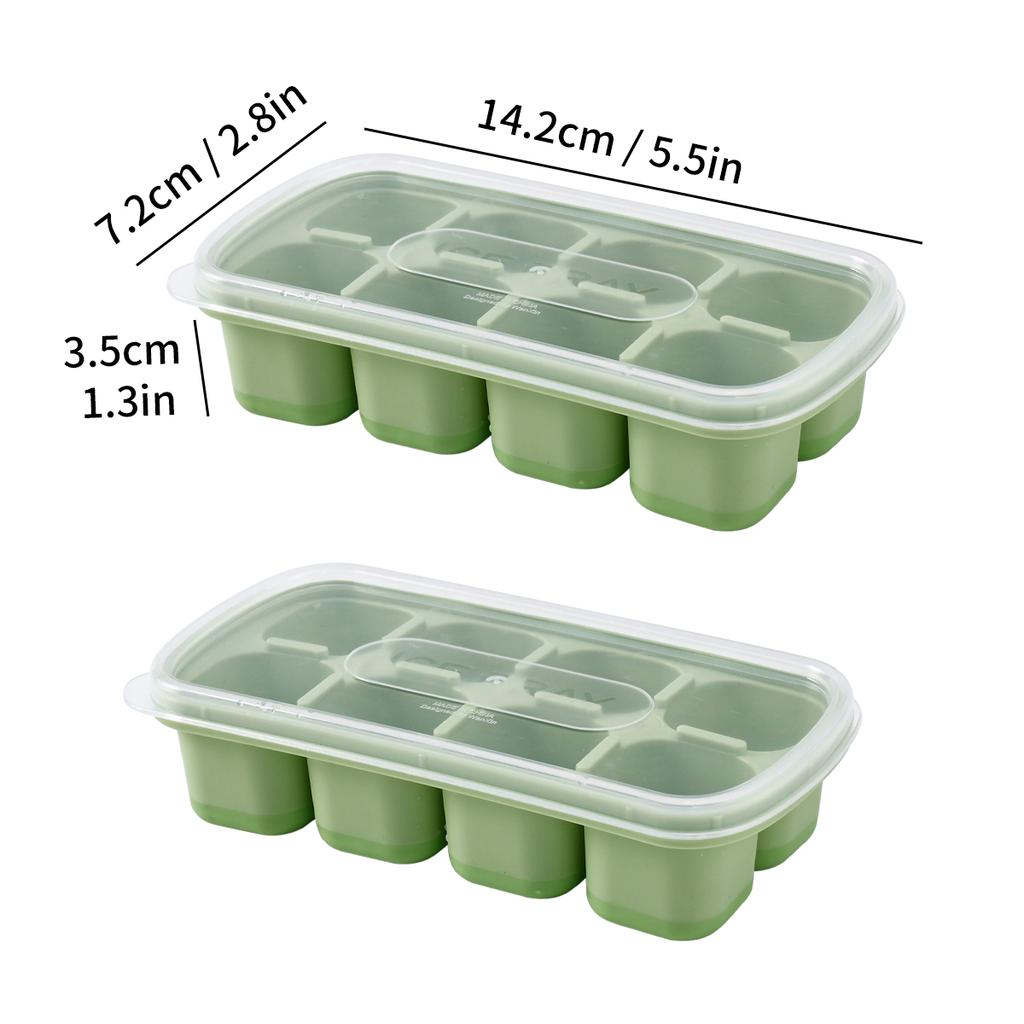 Ice Cube Tray With Lid Refrigerator Silicone Ice Mold Reusable 8 Grids Ice Cube Maker Kitchen Accessories Ice Cube Box