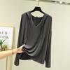 Снаружи модальная футболка с длинными рукавами в корейском стиле, весенне-летняя свободная рубашка большого размера с капюшоном
