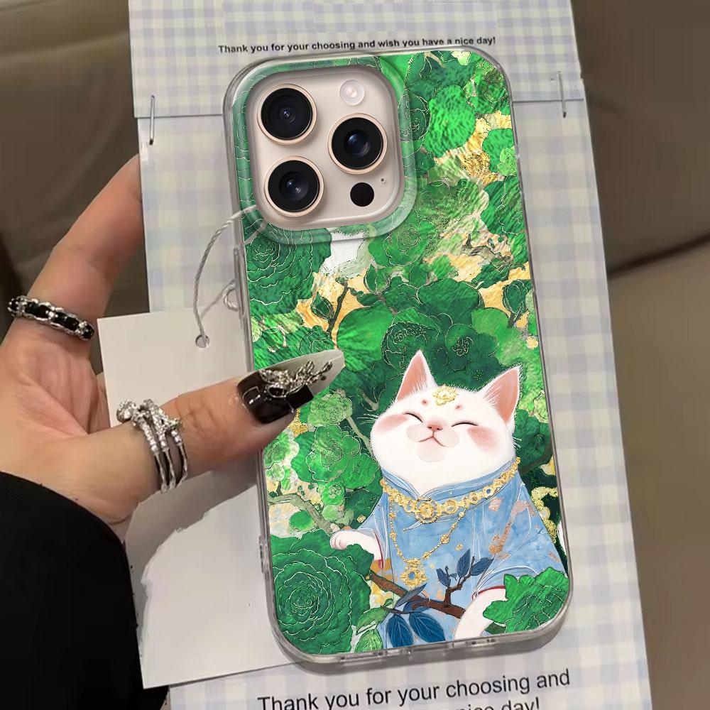 Корейский Милый Белый Кот Вихревой Узор Чехол для Телефона для iphone 16 15 14 7 8 Plus 13 11 12 Pro Max X XS XR SE 2022 2020 16e TPU Чехол