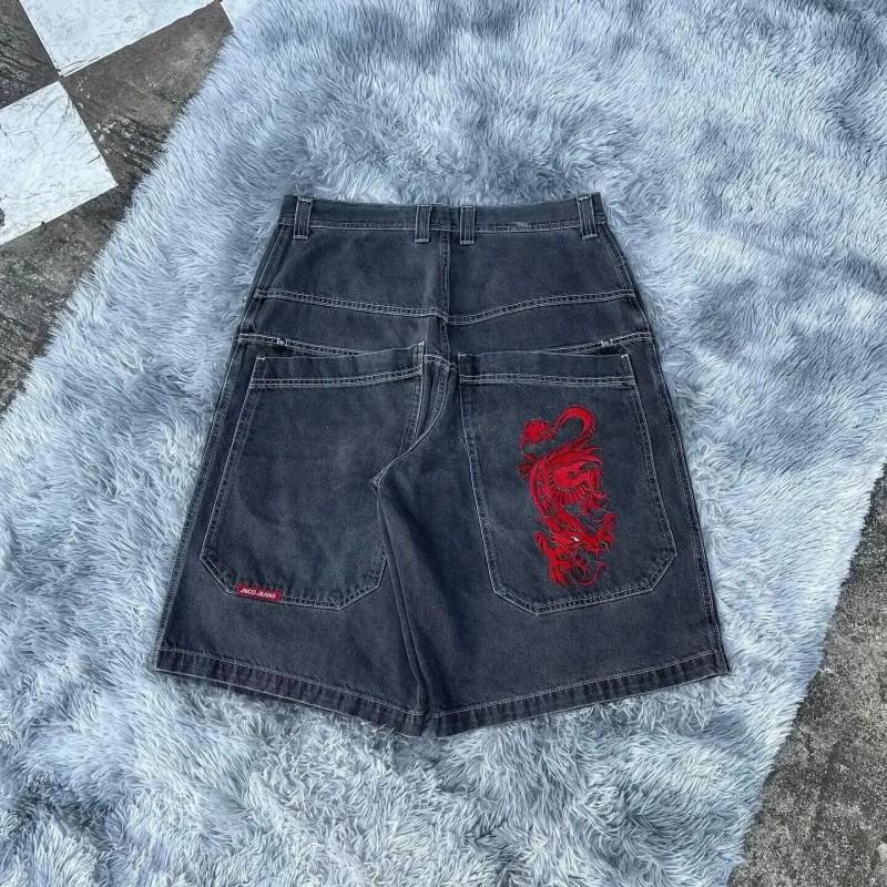 Y2K JNCO Denim Shorts Baggy Hip Hop Gothic Harajuku Basketball Men