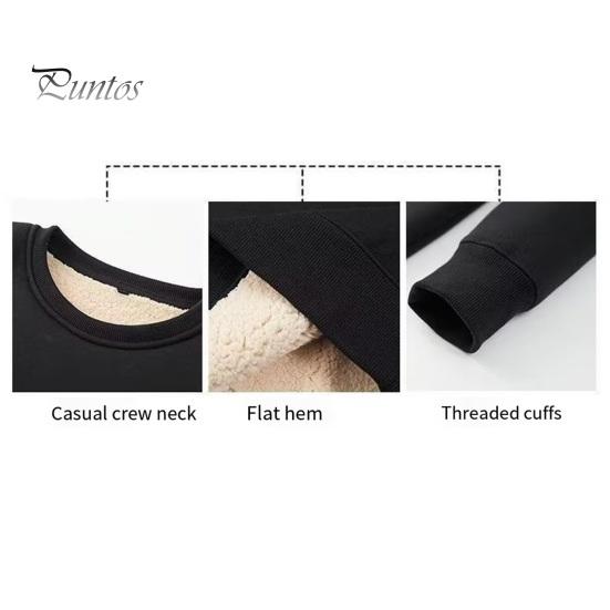 Winter Men Sweatshirt Thickened Plush Keep Warm O Neck Long Sleeves Elastic Cuff Plus Size Solid Color Bottoming Top Daily Wear Clothes