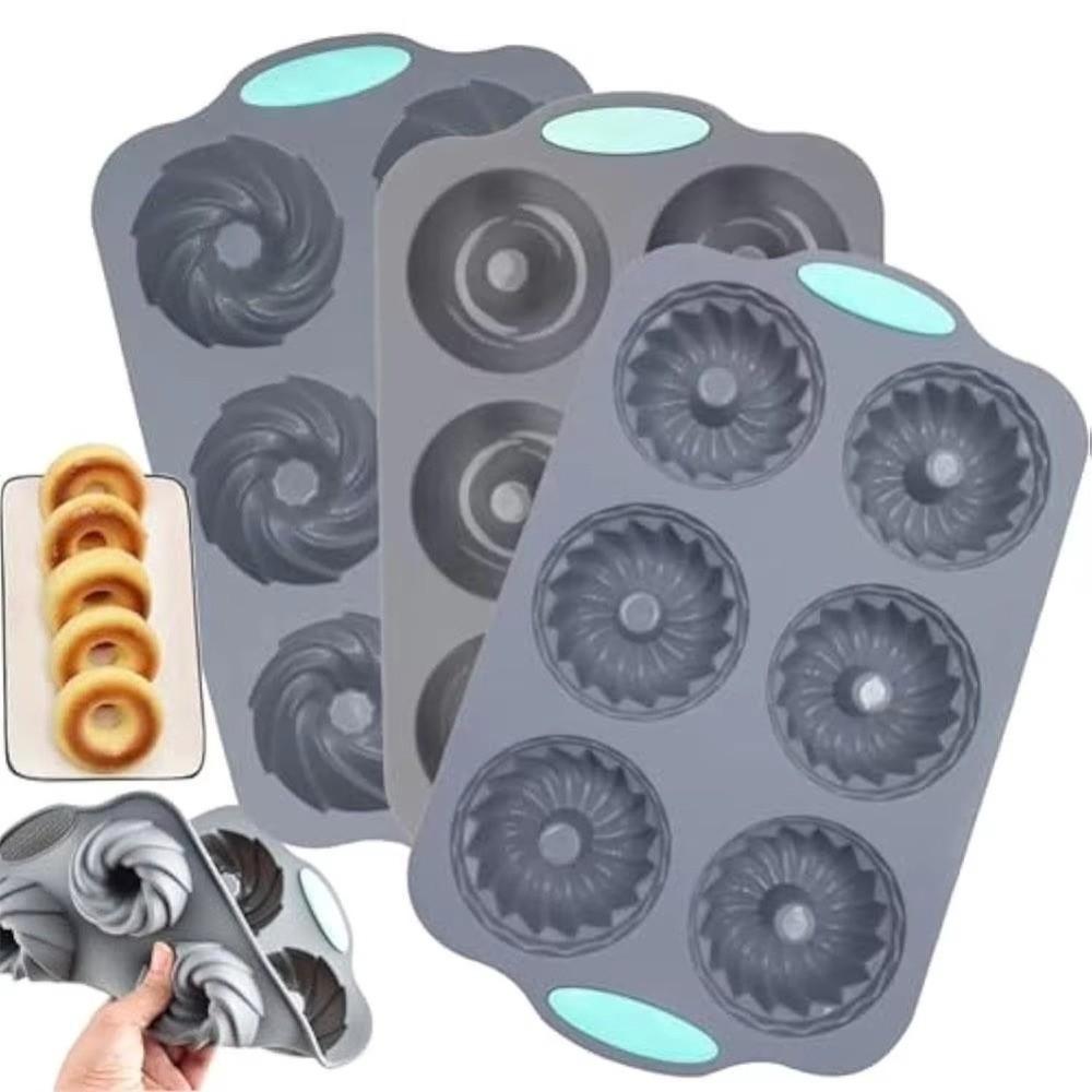 Reusable Baking Tray 6 Hole Muffin Cake Mould New Silicone Donut Mold  Ice Cube Making