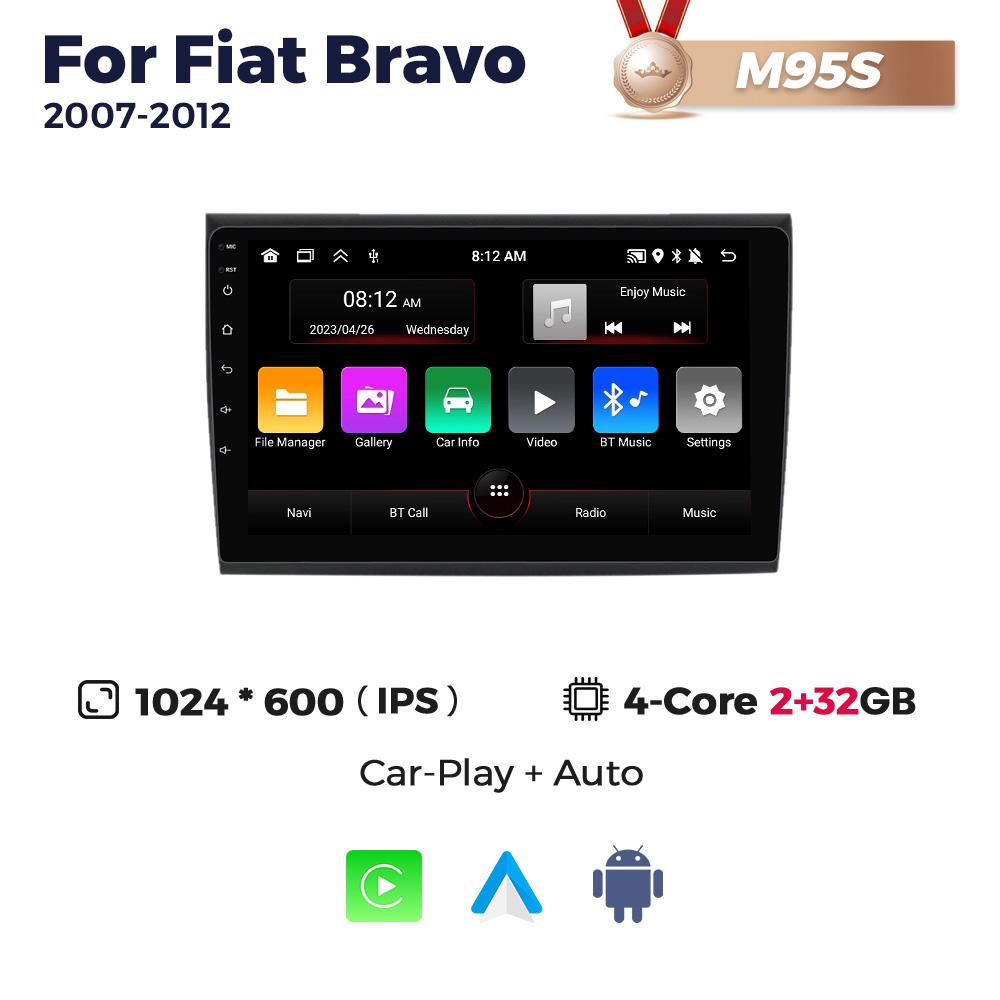 NaviFly Android Car Radio Smart Systems Player Wireless Carplay 2Din For Fiat Bravo 2007 2008 2009 2010-2012 Android GPS DSP RDS