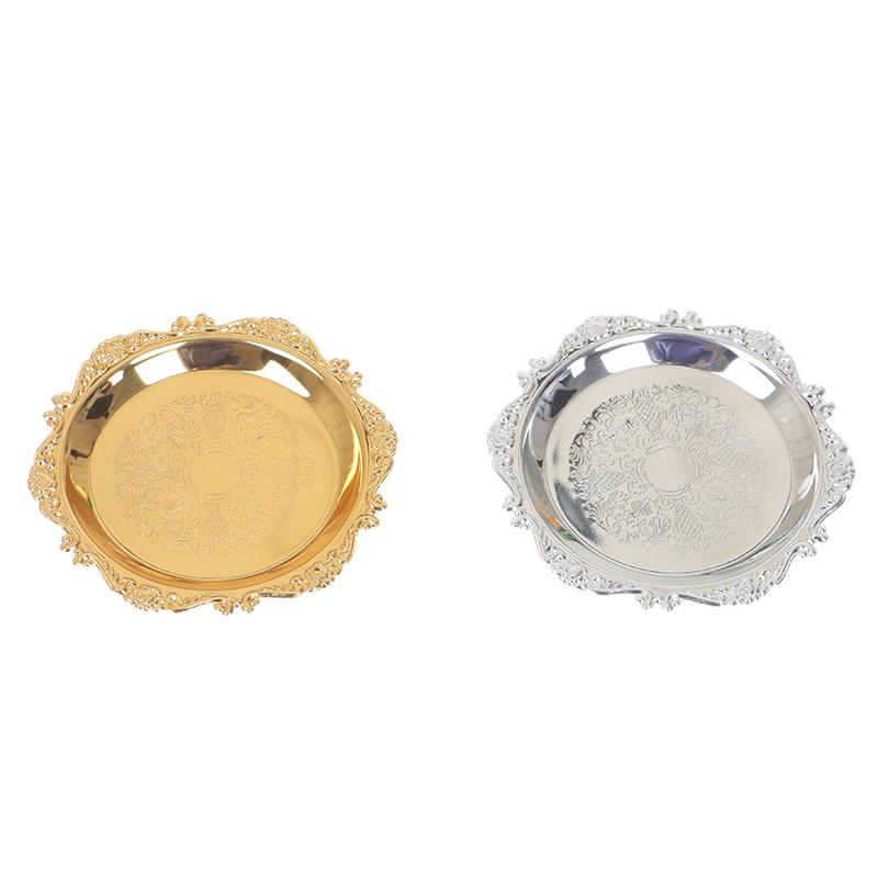 Серебряный золотой железный поднос глянцевая тарелка для украшения украшения фуршет фрукты торт праздничные принадлежности десерт всякая всячина хранение тарелки