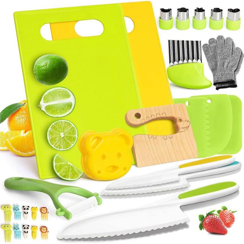 Toys 28pcs Toddler Knife Set Kids Knifes For Real Cooking Kitchen Tools For Toddlers Kids Cooking Sets Real Toddler Girl Boy Gifts Kitchen Toys Preten