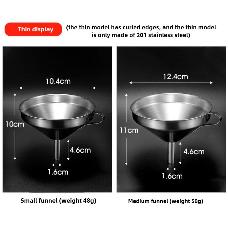 Stainless Steel Funnel 304 Kitchen Pouring Oil Funnel Filter Liquid Stainless Steel Oil Funnel Household Wine Funnel Large Calibre