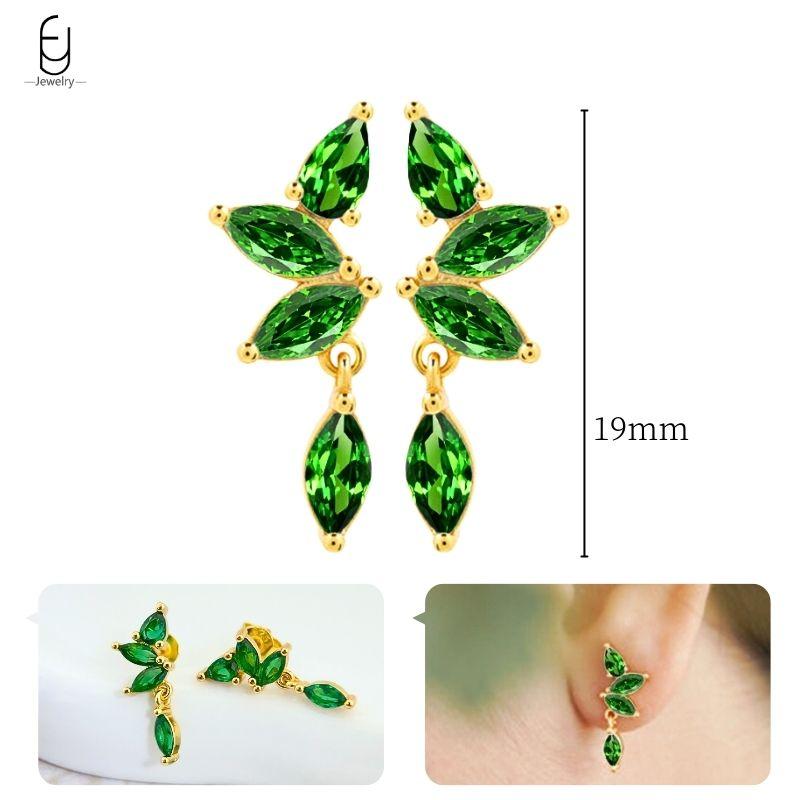 Серьги из стерлингового серебра 925 пробы с зеленым цирконом, золотые серьги-кольца в форме сердца для женщин, изящные пусеты, роскошные ювелирные изделия, подарки