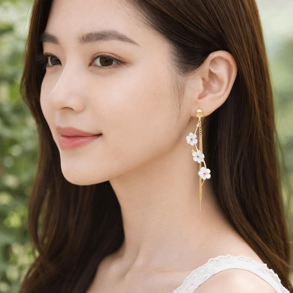 Versatile Pendant Earrings Tassel Flower Earrings Elegant Fringe Hoop Earrings Stylish Occasions