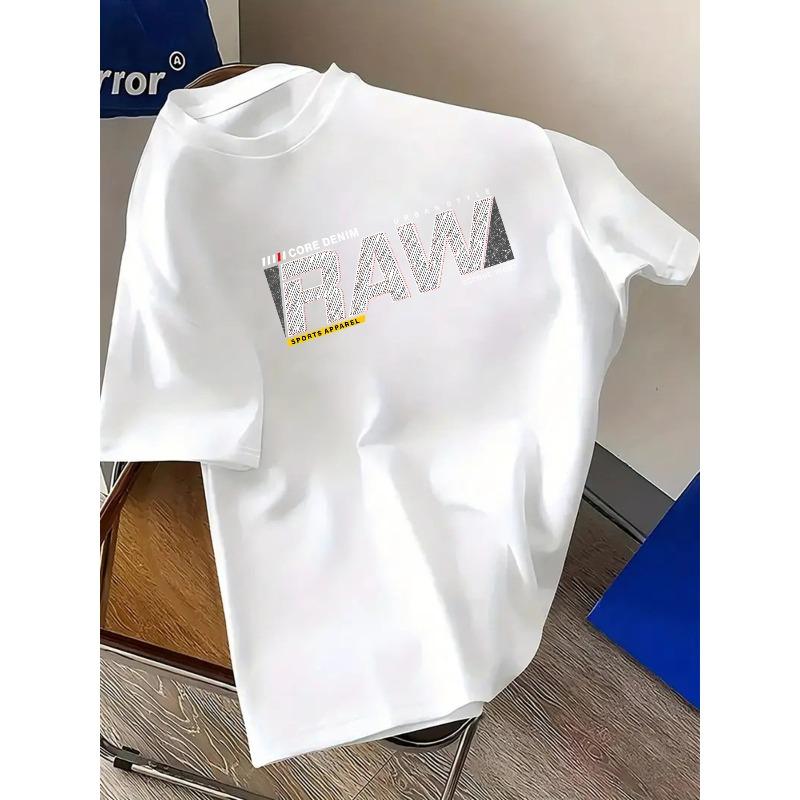 Европейские размеры Мужская CORE DENIM RAW С принтом букв Спортивная Повседневная Футболка с круглым вырезом с коротким рукавом, Удобная Повседневная Футболка с коротким рукавом