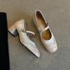 Версия в наличии~ Универсальные туфли Мэри Джейн с пряжкой на одном слове, с толстым каблуком, женские, ретро, с квадратным носком, из мягкой кожи, маленькие одинарные туфли