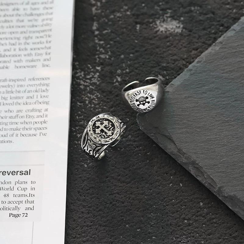 Retro Ring Men American Style Personality Adjustable Skull Cross Jewelry