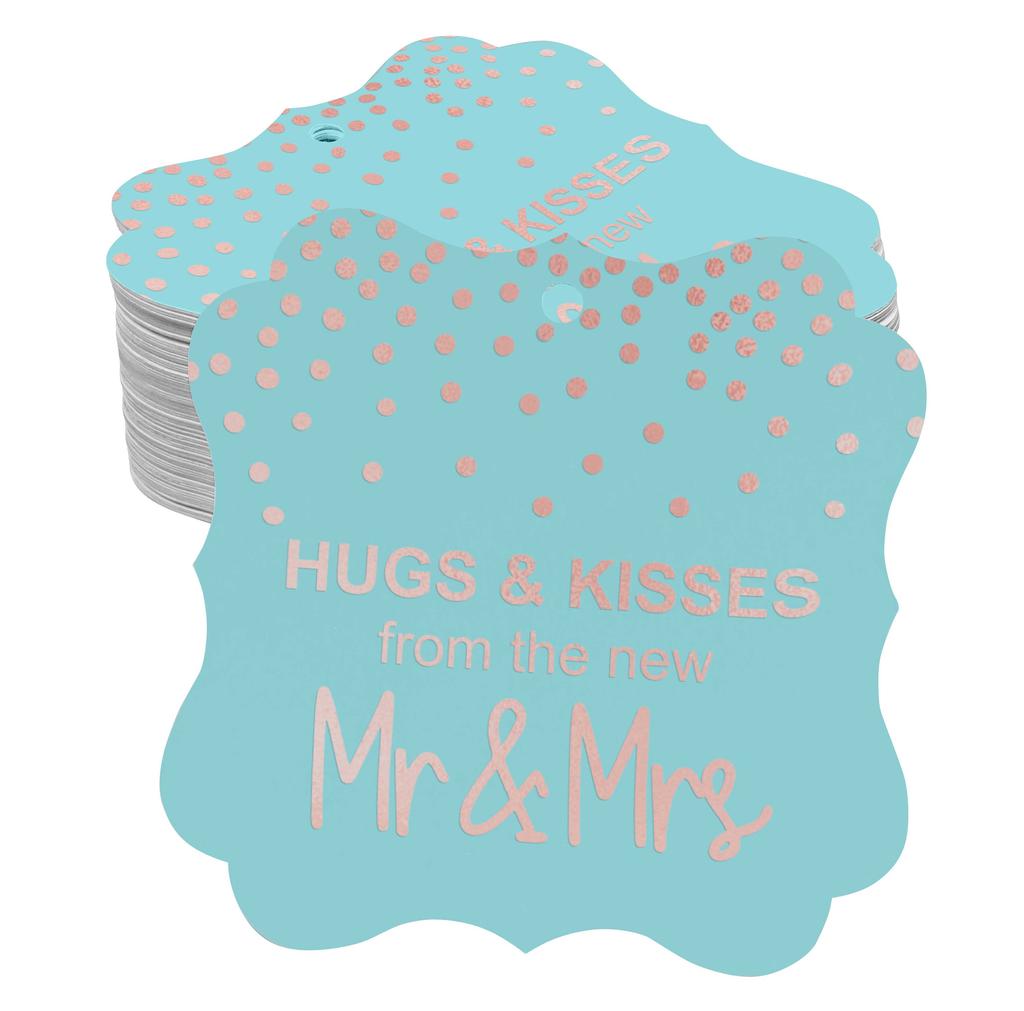 Inkdotpot Бирки для поцелуев и объятий с новой свадебной сувенирной скобой в форме подарочных бирок из настоящей золотой фольги для бонбоньерок