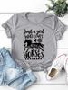 Женская футболка Just A Girl Love Horse Print с коротким рукавом и круглым вырезом, свободная женская футболка, женские футболки, топы, Camisetas Mujer