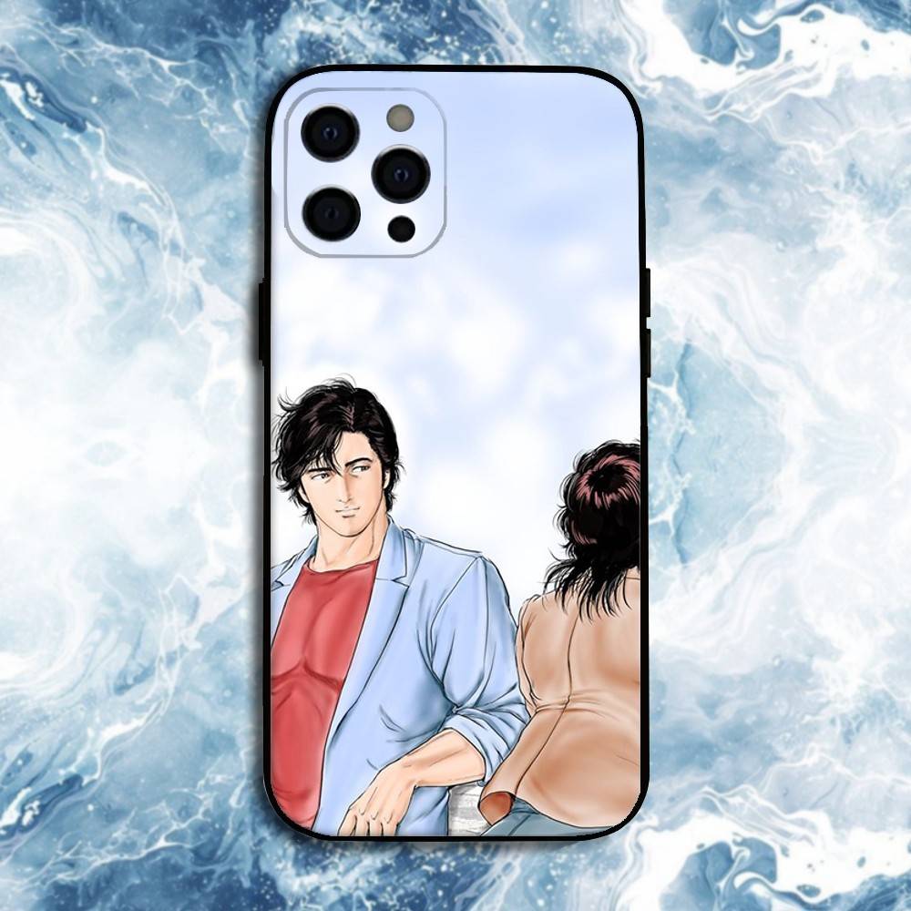 Retro City Hunter Comic Phone Case For iPhone17,16,15,14,13,12,11 Plus,Pro Max, Soft Silicone Black Cover