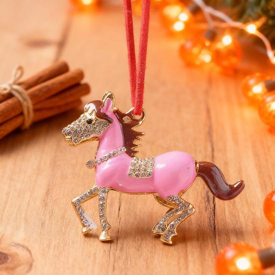 Пони Рождественское украшение Страз Зодиакальная Лошадь Подвеска для украшения елки Сверкающий Праздничный Шарм Удача Лошадиная Тема Украшение
