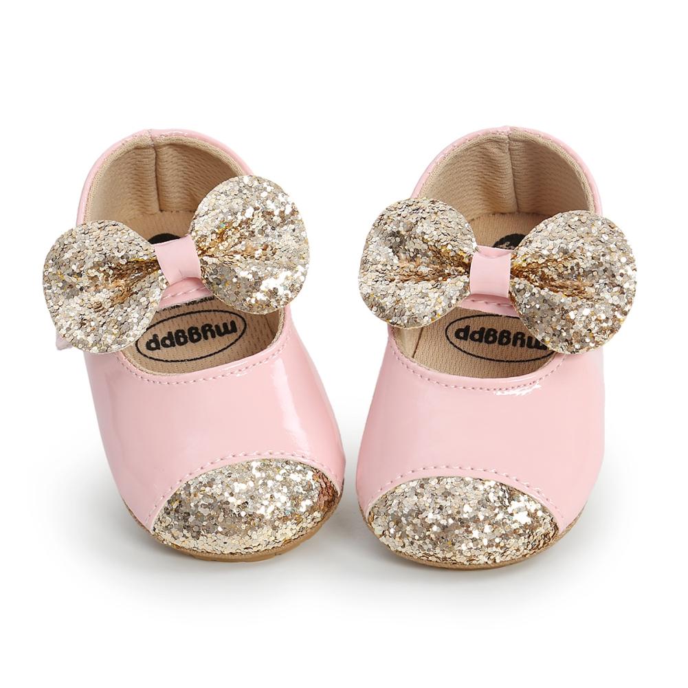 Infant Baby Girls Soft Sole Bowknot Princess Wedding Dress Mary Flats Prewalker Newborn Baby Sneaker Shoes 0-18M