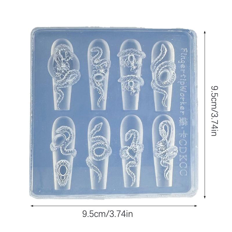 Cartoon Mini Snake Silicone Nail Mold Nail Stamping Stereoscopic Decorations Nails Diy Design Manicure Tools