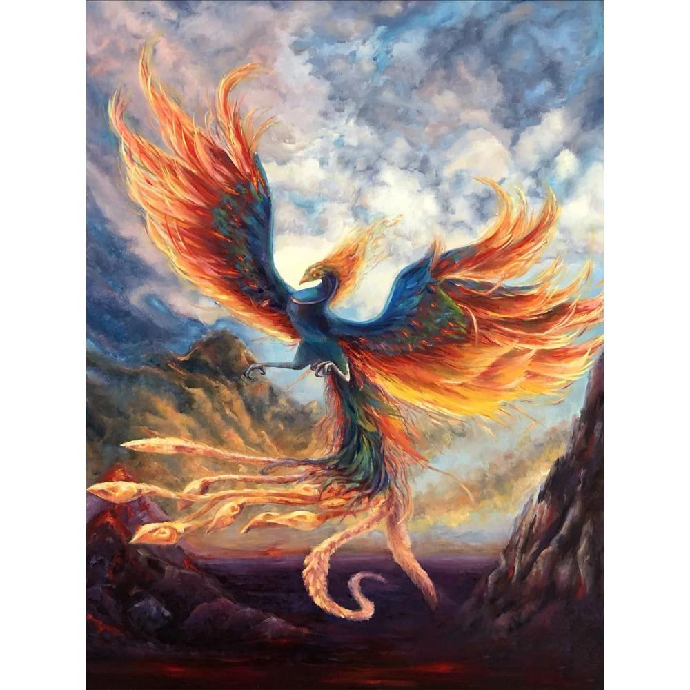 Алмазная картина Милая девушка Круглая алмазная живопись Ручная работа Феникс Животное Искусство Картина маслом Diy Алмазная мозаика Картина Украшение дома Рождественский подарок