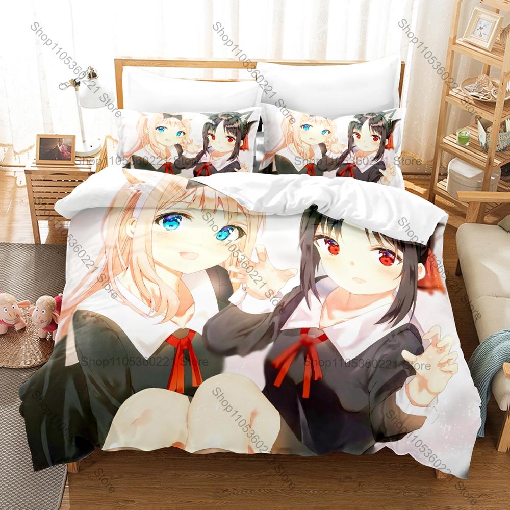 Крутой набор постельного белья из аниме Kaguya-sama Love is War 1 пододеяльник + 2 наволочки Синомия Кагуя Декор спальни студсовета