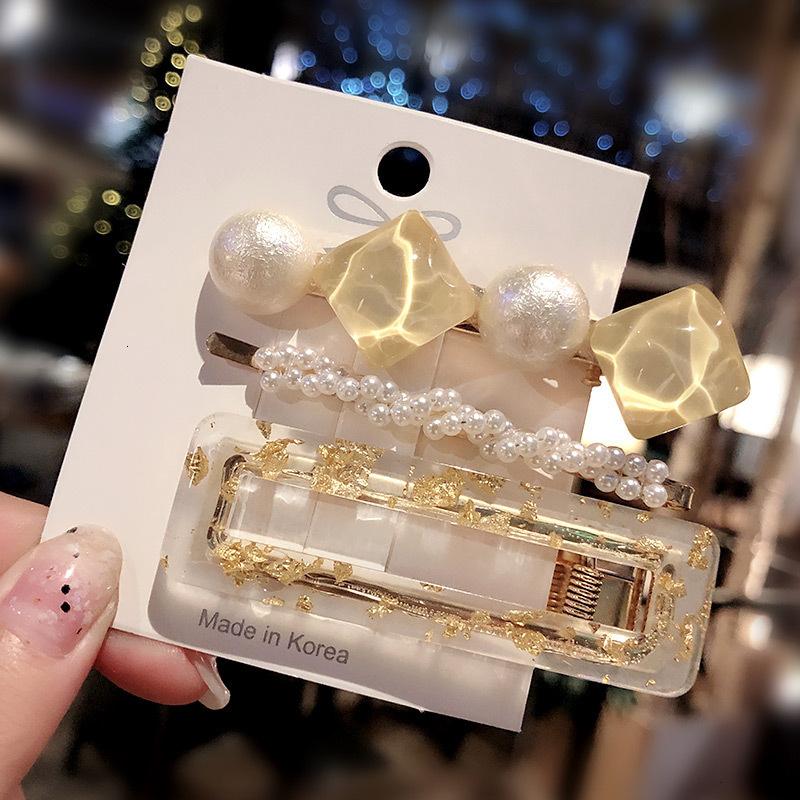 Fashion Acrylic Pearl Hair Clips Set Sweet Flower Hair Barrettes For Women Girls Korean Geometric Hair Accessories Jewelry