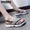 2021 Summer New Sandals Women All-match Casual Soft-soled Flat-heeled Non-slip Sandals Slippers Rhinestone Surface Women