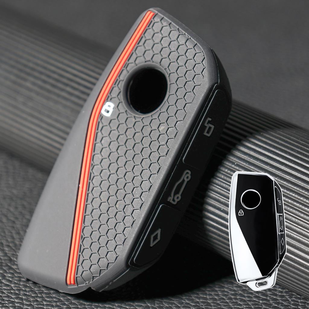 Силиконовый чехол для ключей, защитный чехол с 3 кнопками, интерьерный стиль, брелок из цинкового сплава для BMW Ix I4 2 3 4 5 X3 X5 2021 2022 2023