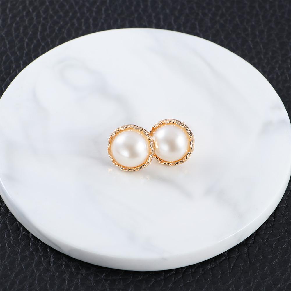 Hollow Flower Simulated Pearl Gold Color Round Earring Sets Accessories Stud Earrings Jewelry