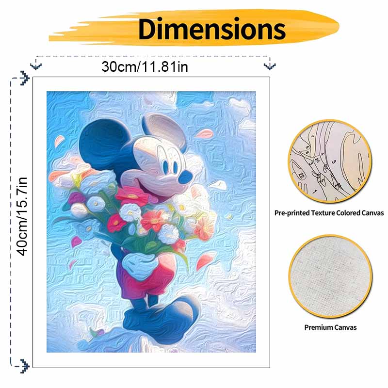 Disney Mickey Flower Paint By Number Kit Number Drawing Canvas DIY Picture Home Decor Disney Cartoon Painting Art Gift For Adults Wall Decor