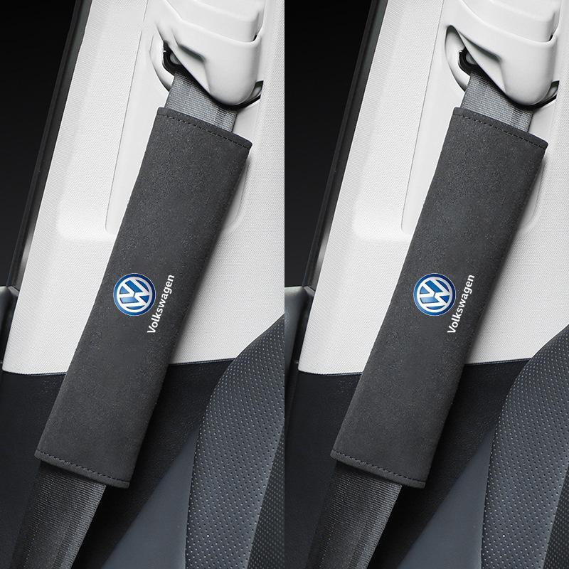 Suede Car Seat Belt Shoulder Cover Breathable Protection Safety SeatBelt Pad For Volkswagen VW RLine Golf Amarok ID3 Tiguan GTI zq9