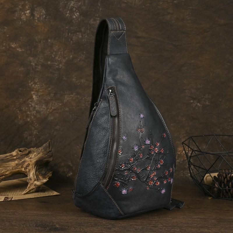 Johnature Женская нагрудная сумка из натуральной кожи с тиснением, ретро-сумка через плечо, многоцелевой рюкзак из коровьей кожи