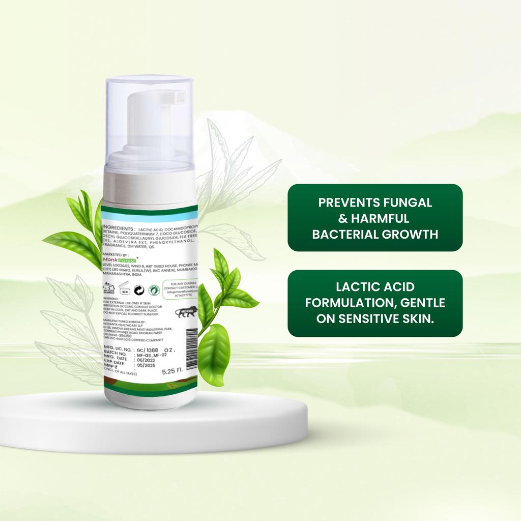 Monk Forest Пенящееся средство для интимной гигиены для мужчин и женщин - Освежающий цитрусовый аромат - Предотвращает сухость, зуд и раздражение