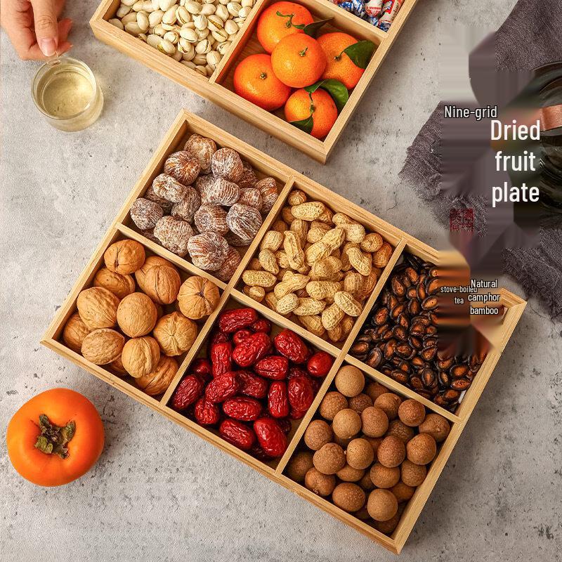Nine-Grid Bamboo Serving Tray Set