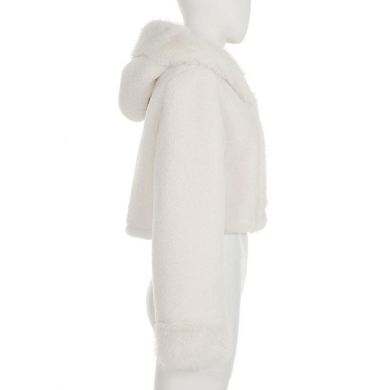 Thicken Warm Plush Jackets Female Winter Warm Short Fake Fur Coat for Women Casual Outwear Hooded Coat 2025