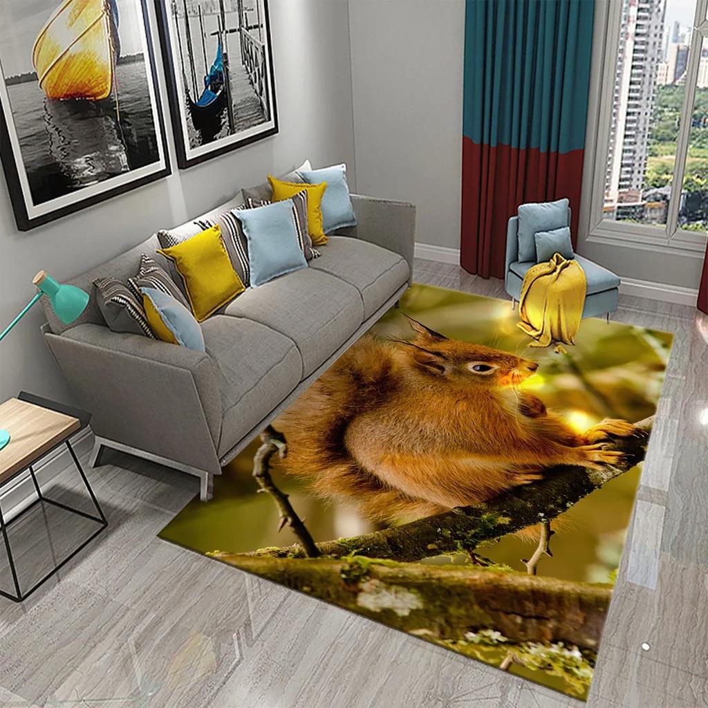 Милый ковер с белкой, забавный коврик для пола с диким животным для декора ванной комнаты, ковер противоскользящий для гостиной, кухни, коврики для ванной комнаты