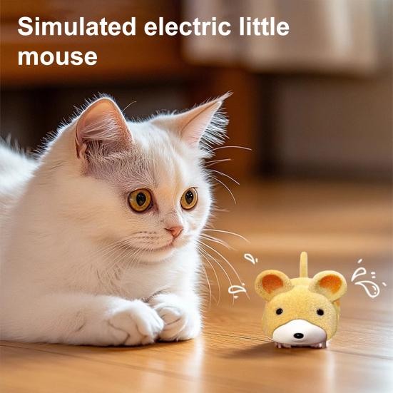 Electric Fake Rat Cat Toy Interactive Electronic Realistic Plush Mouse Toy Automatic Moving Kitten Self Play Exercise Toy for Indoor Cats