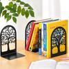 Set of 6 Heavy Duty Black Metal Bookends - Ideal for Shelves, Perfectly Hold Heavy Books In Place