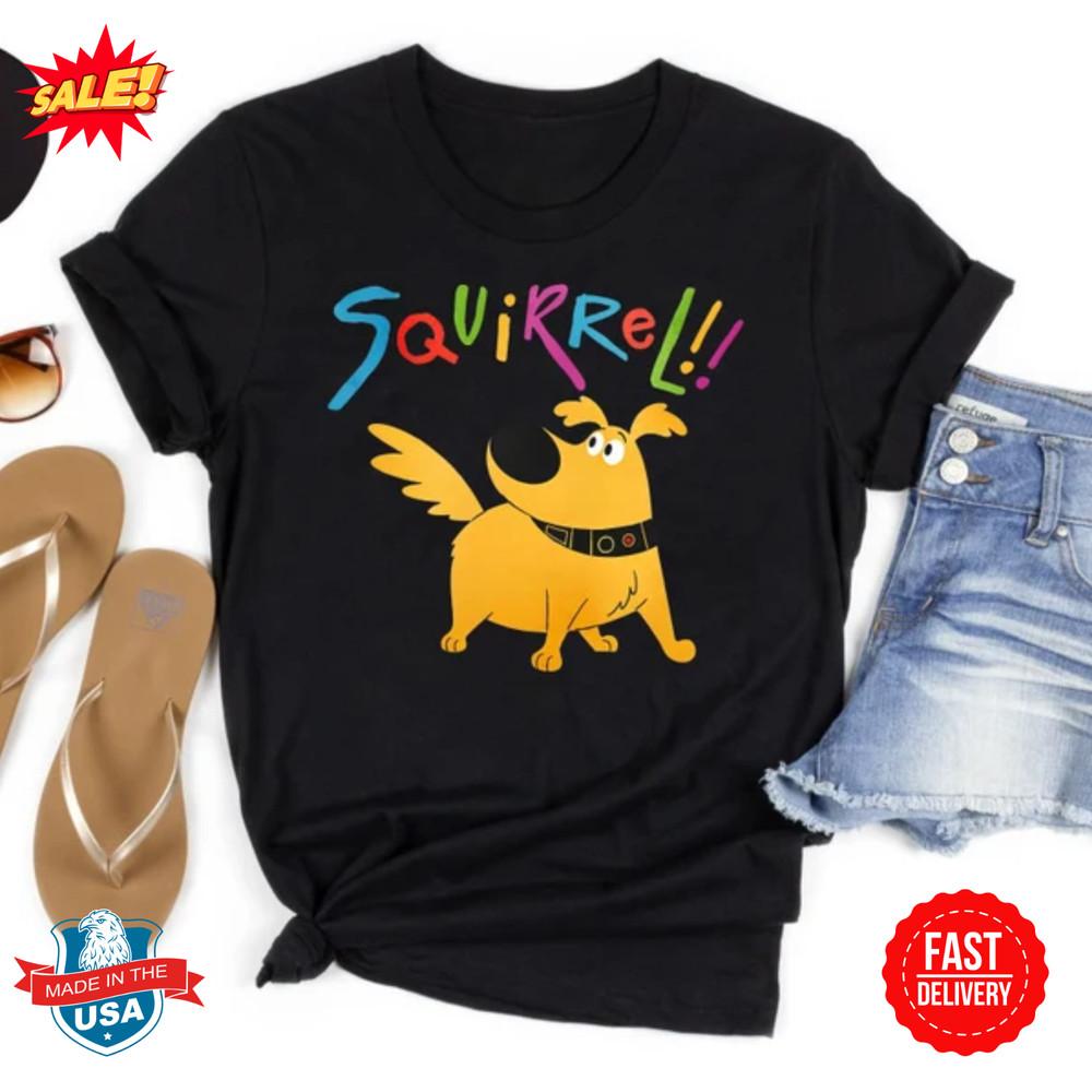 Retro Disney Pixar Up Movie Shirt Funny Dug Dog Squirrel Pose T-shirt
