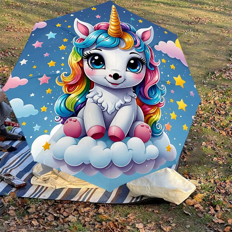 1PC Unicorn Cloud Umbrella-8-Rib Reinforced Portable Folding Travel Suitable for All Seasons Outdoor Daily Use Is an Ideal Choice -F389