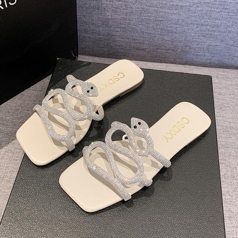 Женские тапочки Crystal Rome, модные летние шикарные туфли на плоской подошве, удобные сандалии для женщин, повседневные шлепанцы для вечеринок и отдыха на открытом воздухе