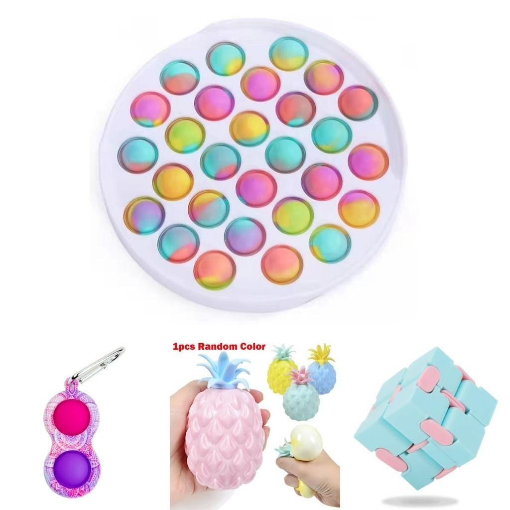 Colorful Fidget Toys Set Featuring Infinity Cube And Simple Dimple Stress Relief Tools