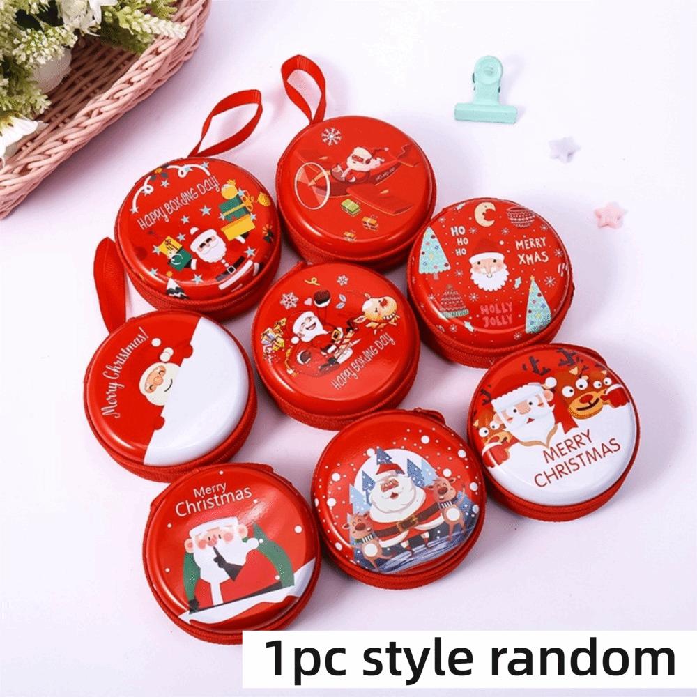 Gifts Cartoon Christmas Coin Purse Tin Box Santa Claus Phone Keychain Pendant Snowman Cartoon Storage Box Christmas