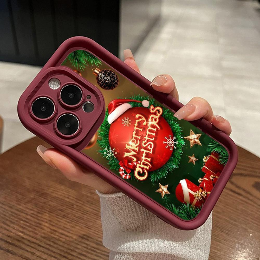 Чехлы для телефонов Ae113 Merry Christmas art Santa design art для iPhone 16 14 13 11 Pro Max 15 7 8 Plus 12 mini XR XS Max Angel Eye Ladder Protective Cover