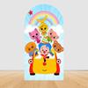 Cartoon Plims Rainbow Circus Arch Background Cover Elastic Fabric Children's Birthday Party Baby Shower Decoration Supplies Prop