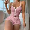 2 Pcs/Set Women Vest Shorts Suit Bow Heart Print Sleeveless Shirring Top High Waist Short Trousers Homewear Loungewear Outfit Summer Sleepwear