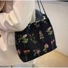 Large-capacity Embroidered Tote Bag Women Summer Trendy Cloth Bag Niche Embroidery Shoulder Bag Texture Bucket Bags Canvas Bags AVE