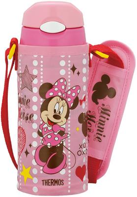 Термос для воды с вакуумной изоляцией, бутылка с соломой Disney Minnie Touch Open, светло-розовый LP [один тип] 0,36 л FFI-401FDS