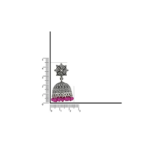 Серьги-подвески Estele из оксидированной посеребренной металлической латуни Jhumki с розовыми бусинами для девочек и женщин